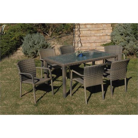Τραπεζαρία σετ 7 τεμ. Rattan