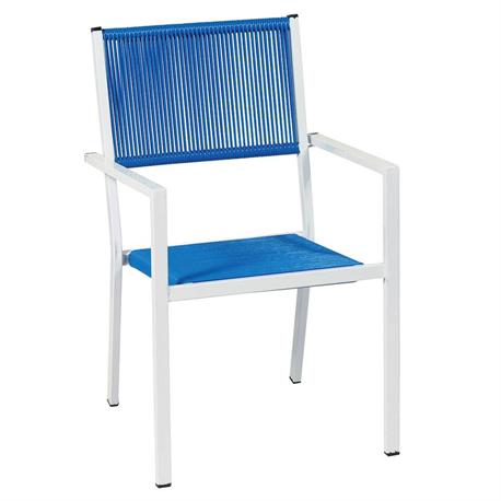 Stackable armchair white/blue