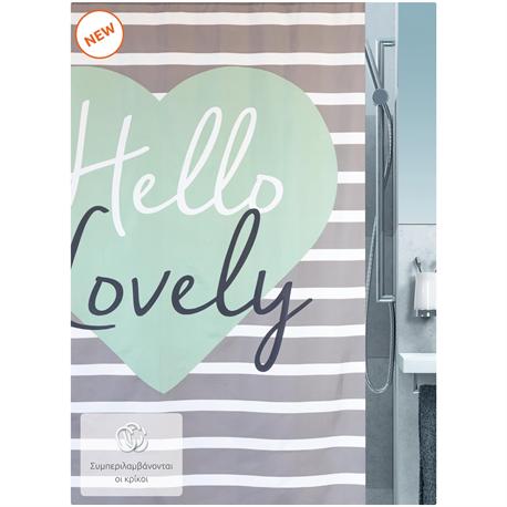 Fabric shower curtain heart 100% polyester 180X200 cm