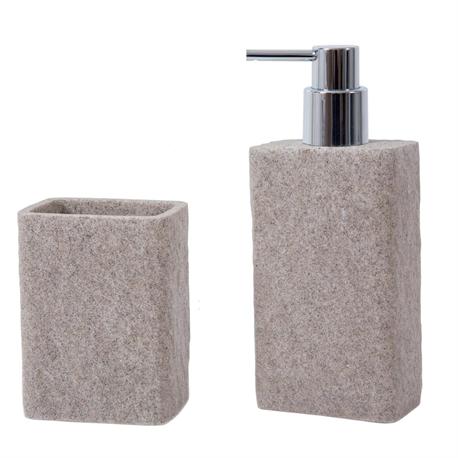 Σετ dispenser και ποτήρι ρητίνης stone 