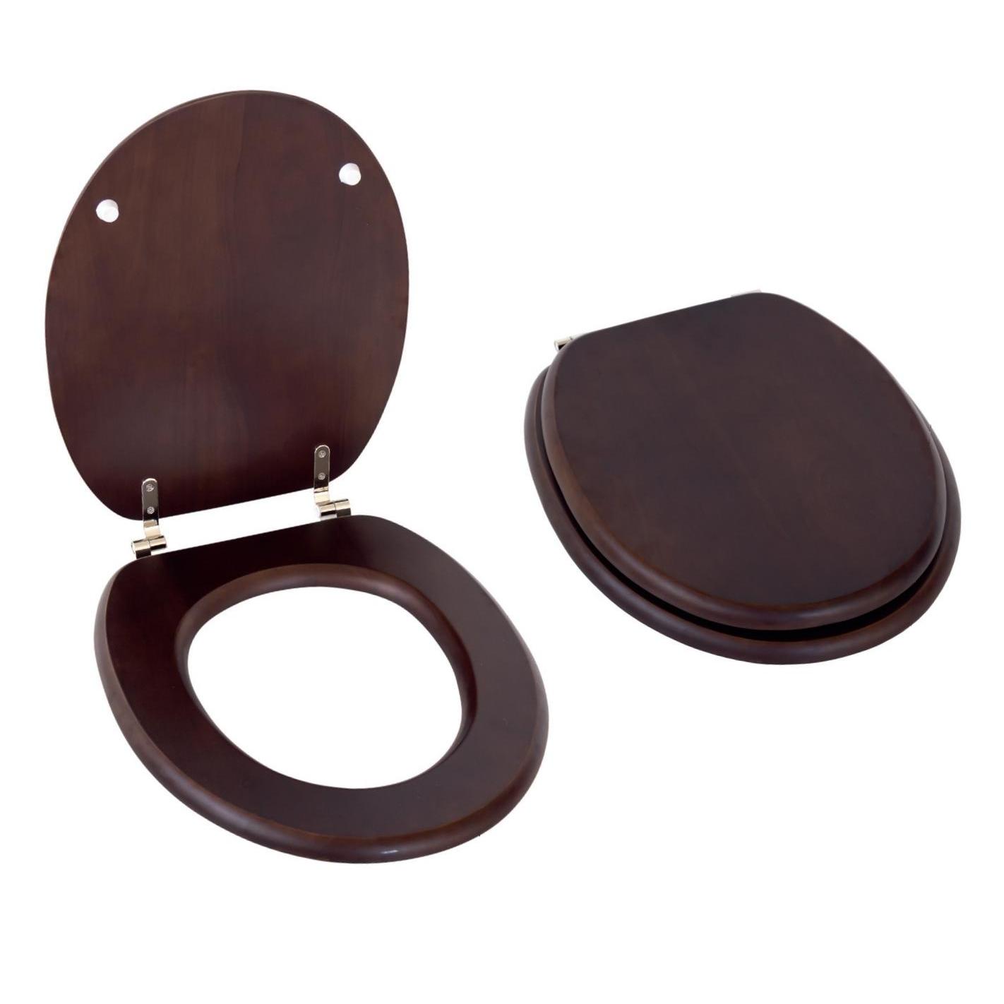 Toilet seat dark wood 37Χ43 cm