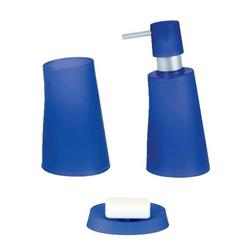 Σετ dispenser και ποτήρι και σαπουνοθήκη πλαστικό μπλέ...
