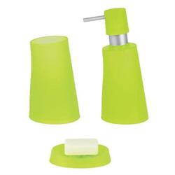 Set dispenser with glass and soap dish plastic lime jelly