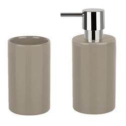 Σετ dispenser και ποτήρι κεραμικό μπέζ ceramic