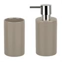 Σετ dispenser και ποτήρι κεραμικό μπέζ ceramic