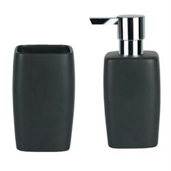 Σετ dispenser και ποτήρι κεραμικό μαύρο art