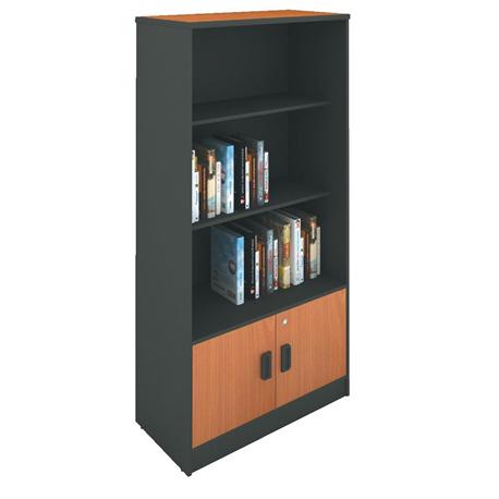 Glass doors for bookcase grey-cherry