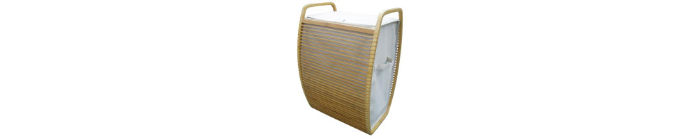 Laundry basket with laminated waterproof case and bamboo body  40Χ60Χ35 cm