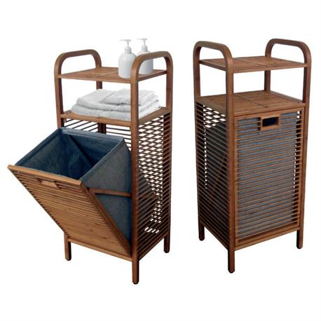 Laundry basket with 2 shelves with bamboo body...