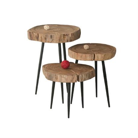 Table steel paint-acacia natural 35cm