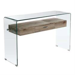 Console Table from Glass 12mm with wood shelf