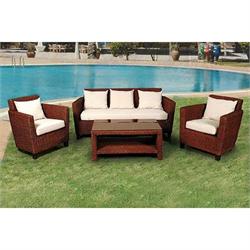 Set 4 pcs - 3s sofa + coffee table + 2 armchairs rattan natural