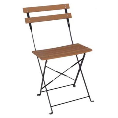 STEEL FOLDING CHAIR BLACK / NATURAL POLYWOOD