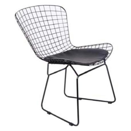 Καρέκλα Μεταλλική Mesh Μαύρη Μαξιλάρι Μαύρο PU