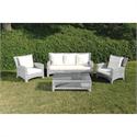 Set 4 pcs L. Gray 3s sofa + coffee table + 2 armchairs Rattan / alu
