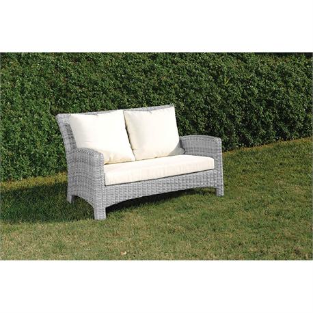Καναπές 2θέσεων Rattan / αλουμίνιο Ανοικτό γκρι