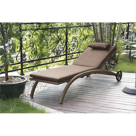 Ξαπλώστρα Μπεζ ανακλ. με ρόδες και μαξιλάρι