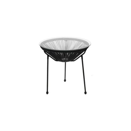 Τραπέζι Μετ. Μαύρo, Pl. Rattan Μαύρο