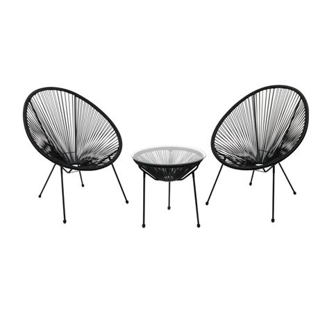 Armchair pl. rattan black