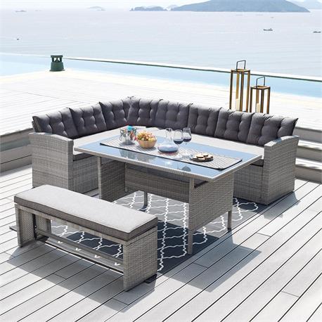 Σετ (γωνιακός + τραπ. + παγκος) wicker