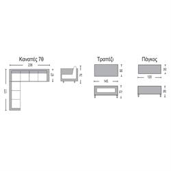 Set (corner sofa + bench + table) wicker 2
