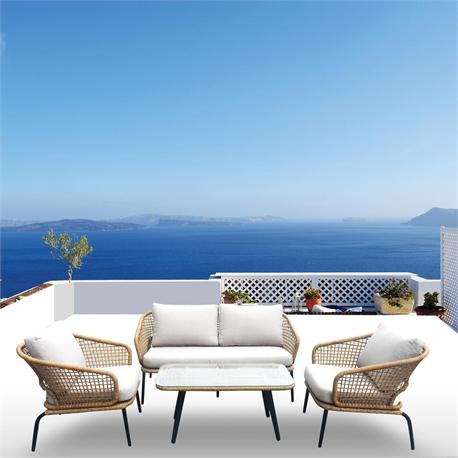 Σετ σαλόνι (4 τεμ) Alu μαύρο - φυσικό