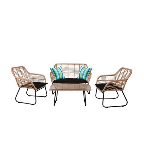 Σετ σαλόνι (4 τεμ) μαύρο - φυσικό