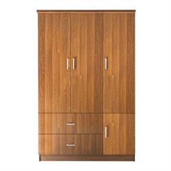 WARDROBE 3-doors walnut 120x50x180