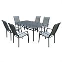 Set table glass silk screen + 6 armchairs 