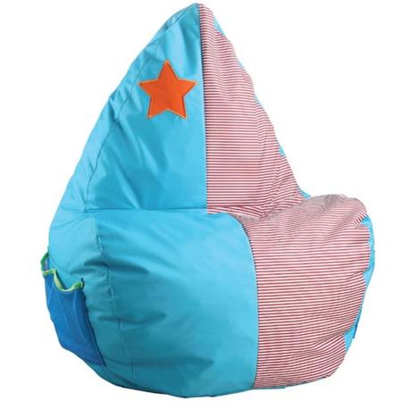 Children pouf fabric light blue-pink