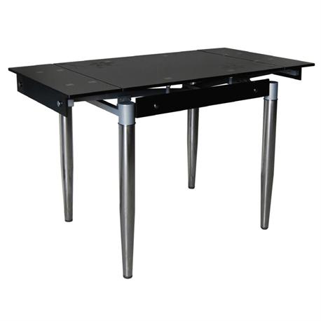 Τραπέζι επεκτεινόμενο χρώμιο-γυαλι μαύρο 80+40x65 εκ