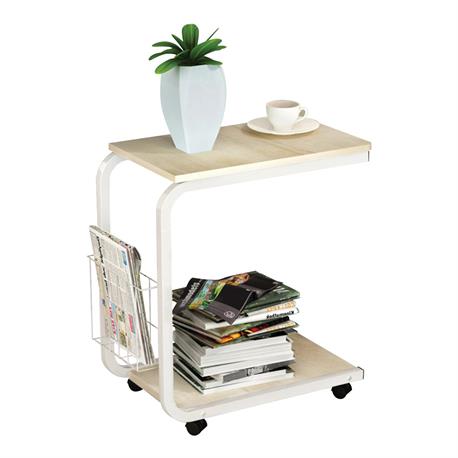 Side Table Steel White / Maple