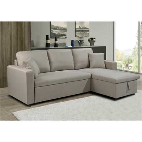 Reversible corner sofa-bed / fabric beige