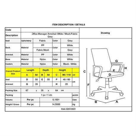 Office chair white grey 