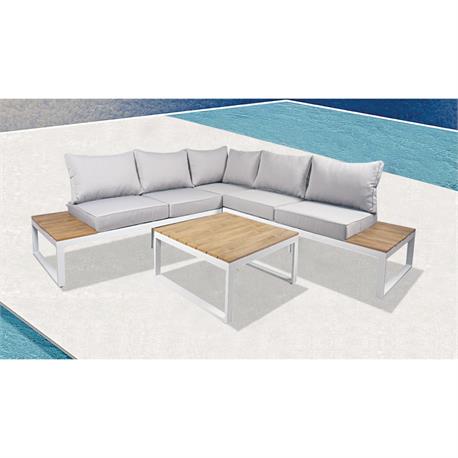 Set (Corner Sofa + Table) Alu White