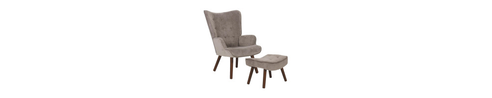 Set Armchair & Stool Light Brown