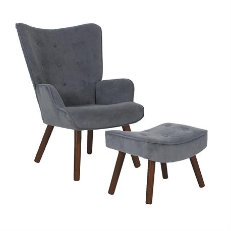 Set Armchair & Stool Grey 