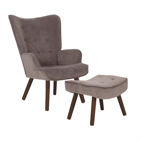 Set Armchair & Stool Brown