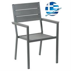 Stackable aluminum armchair grey Pollywood