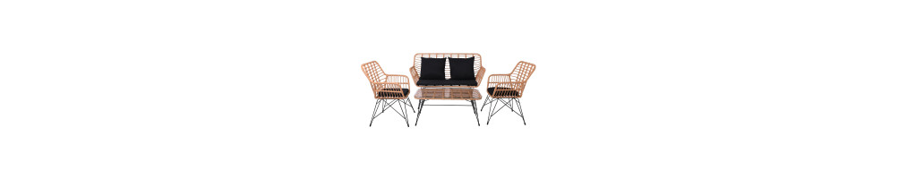 Set (4 pcs) Metal Wicker Natural