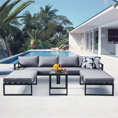 Set Καθιστικό Κήπου ALU Ανθρακί, 4 τεμ