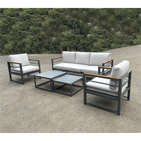 Set (5pcs) Grey / Cushions Light Grey