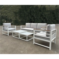 Set (5pcs) White / Cushions Light Grey