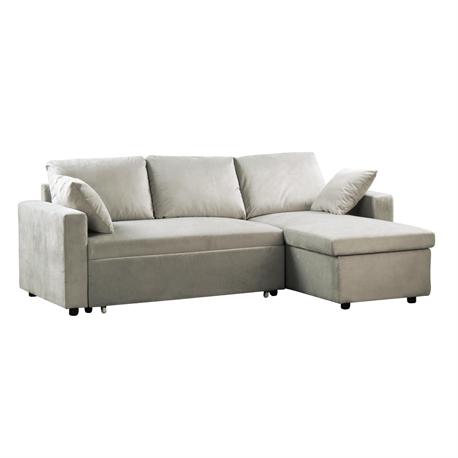 Reversible corner sofa-bed /microlfiber beige