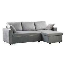 Reversible corner sofa-bed /microlfiber grey