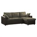 Reversible corner sofa-bed /PU-microlfiber dark brown