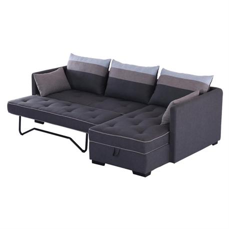 Καναπές-κρεβάτι αριστερή γωνία ύφασμα γκρι